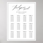 Tableau de sièges Mariage noir et blanc avec scrip (Devant)