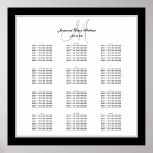 Tableau de sièges Mariage noir et blanc pour 240