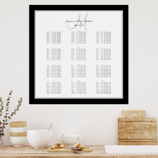 Tableau de sièges Mariage noir et blanc pour 240 (Cuisine)