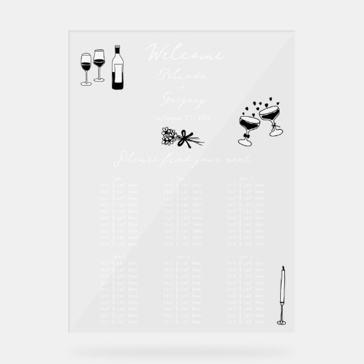 Tableau de sièges Mariage pour Doodles à main noir (Recto)