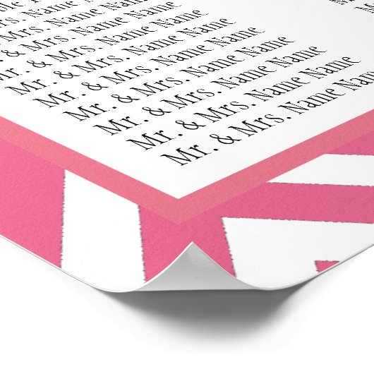 Tableau de sièges Mariage rose Chevron Zig Zag (Coin)