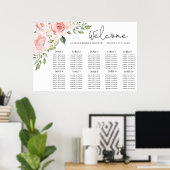 Tableau de sièges mariage rose vif à fleurs (Bureau à domicile)