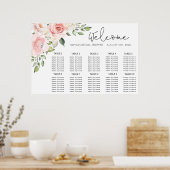 Tableau de sièges mariage rose vif à fleurs (Cuisine)