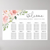 Tableau de sièges mariage rose vif à fleurs (Devant)