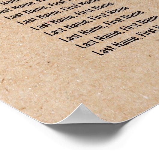 Tableau de sièges Mariage Rustique Chic Faux Kraft (Coin)