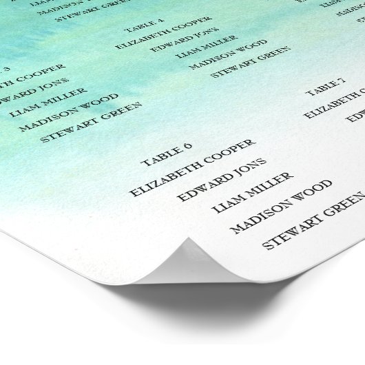 Tableau de sièges Mariage simple. (Coin)