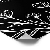 Tableau de sièges Mariage simple à floral noir (Coin)