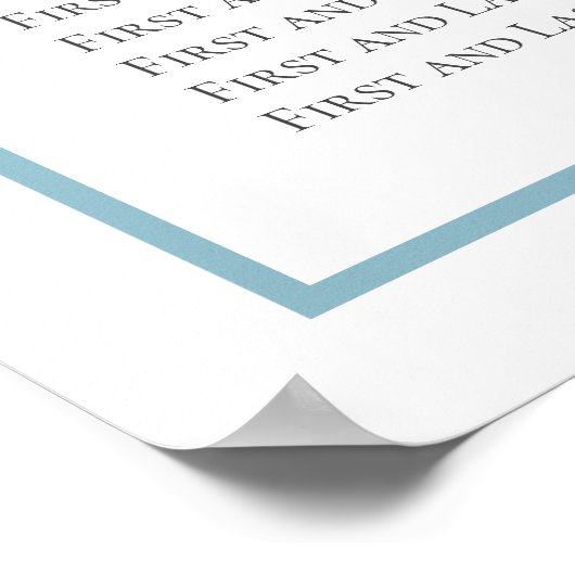 Tableau de sièges Mariage simple bleu et blanc (Coin)