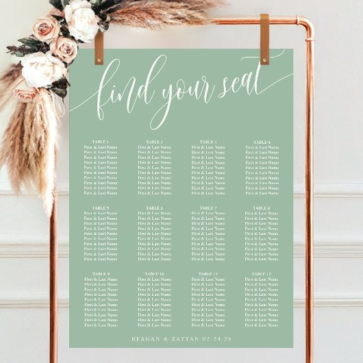 Tableau de sièges Mariage simple Dusty Mint