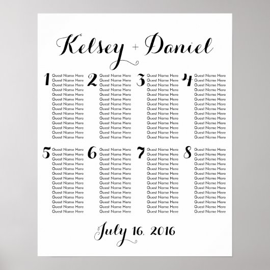 Tableau de sièges Mariage simple - moins de tables (Devant)