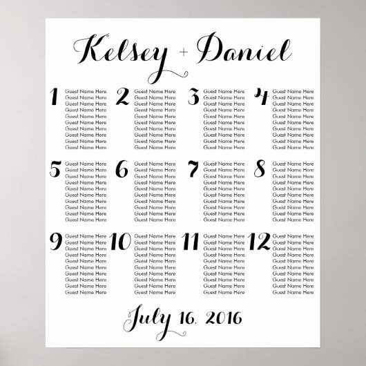 Tableau de sièges Mariage simple | Poster (Devant)