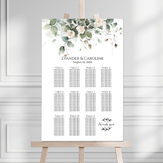 Tableau de sièges mariage vert et rose 11 tables