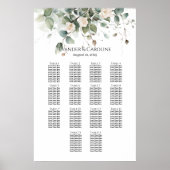 Tableau de sièges mariage vert et rose 14 tables (Devant)