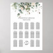 Tableau de sièges mariage vert et rose 14 tables (Devant)