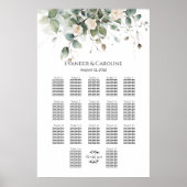 Tableau de sièges mariage vert et rose 17 tables (Devant)