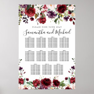 Tableau de sièges Mariages à 11 tables de fleurs r
