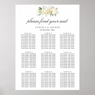 tableau de sièges mariages à fleurs blanches en iv