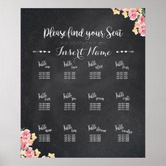Tableau de sièges mariages | Chalkboard Floral