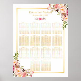 Tableau de sièges mariages Classy Chic Floral Gold