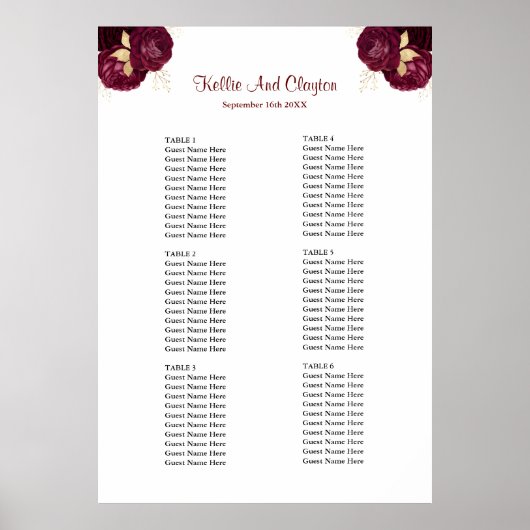 Tableau De Sièges Mariages Floraux De Bourgogne Et (Devant)