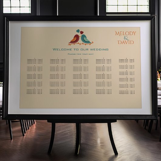 Tableau de sièges Mariages Inséparables