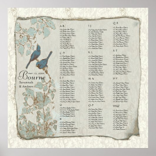 Tableau de sièges Mariages Inséparables turquoises (Devant)