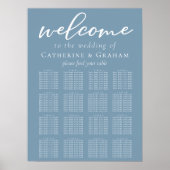 Tableau de sièges minimaliste Dusty Blue Mariage (Devant)