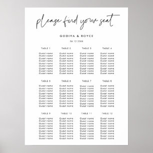 Tableau de sièges minimaliste moderne pour mariage