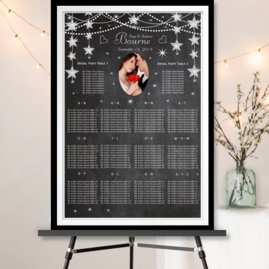 Tableau de sièges photo Retro Stars Chalkboard
