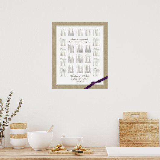 Tableau de sièges pour Mariage de  Burlap et Purpl (Cuisine)