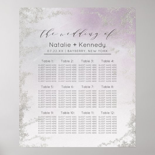 Tableau de sièges pour Mariage violet Ombre Lavend (Devant)