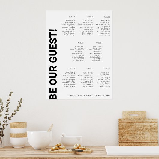 Tableau de sièges simple Mariage blanc (Cuisine)