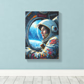 Tableau Déco ( Astronaute qui contemple L'Espace ) (Insitu (Plancher de Bois))