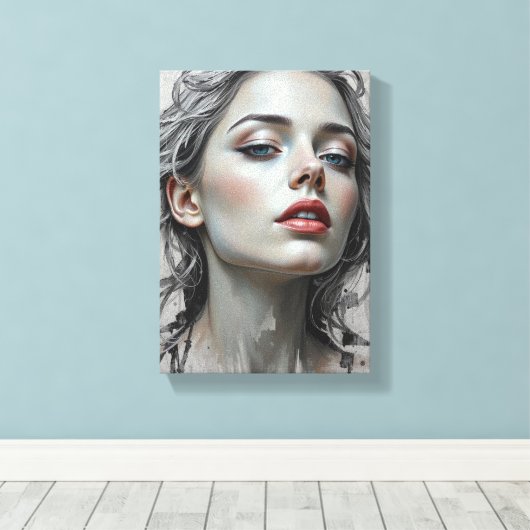 Tableau Déco ( Fleur Argentée ) Portrait Beauté (Insitu (Plancher de Bois))