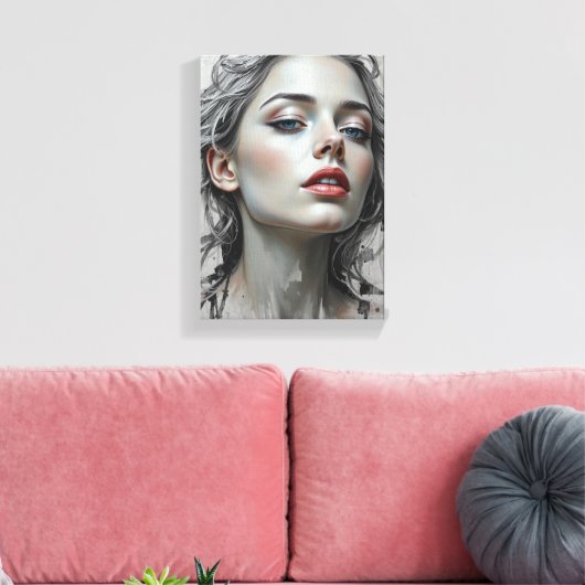 Tableau Déco ( Fleur Argentée ) Portrait Beauté (Insitu(Salon))