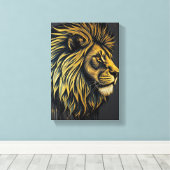Tableau Déco (Portrait d'un profil de Lion ) (Insitu (Plancher de Bois))