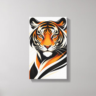 Tableau Déco ( Portrait Tigre ) Art Minimaliste Canvas Afdruk