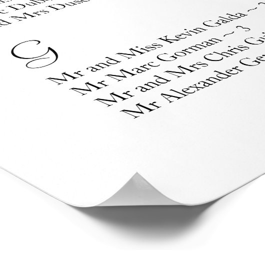 Tableau des arrangements de siège (Coin)