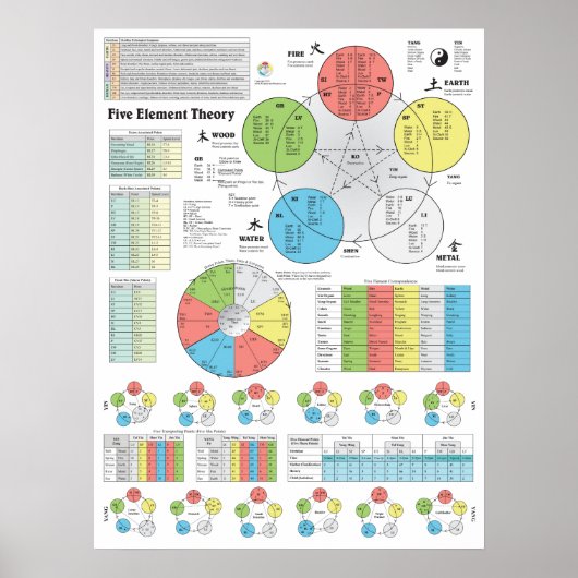 Tableau des cinq éléments de l'acupuncture (Devant)