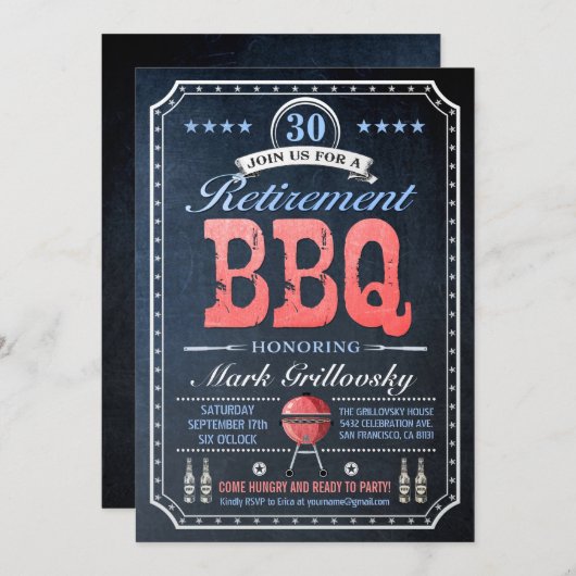 Tableau des invitations | de BBQ de retraite (Devant / Derrière)