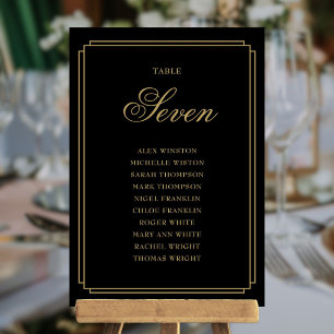 Tableau des numéros de table Black and Gold Deco