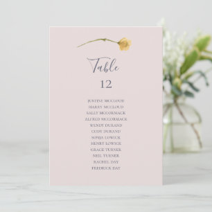 Tableau des numéros de table blanche du Fleur sauv