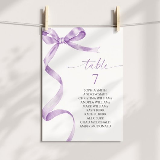 Tableau des numéros de table de béquille de lavand