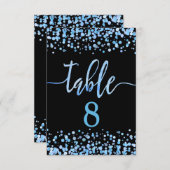 Tableau des numéros de table de Confetti bleu clai (Devant / Derrière)