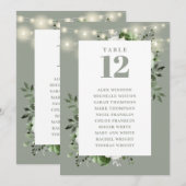 Tableau des numéros de table de fleurs vert Sage (Devant / Derrière)