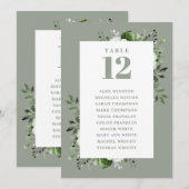 Tableau des numéros de table de fleurs vert Sage (Devant / Derrière)