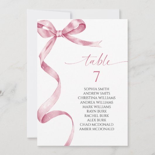 Tableau des numéros de table de la cale rose (Devant)