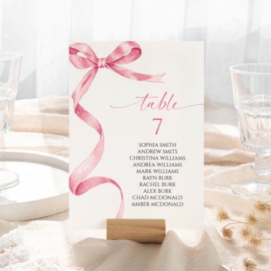 Tableau des numéros de table de la cale rose