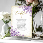 Tableau des numéros de table de la lavande violet 