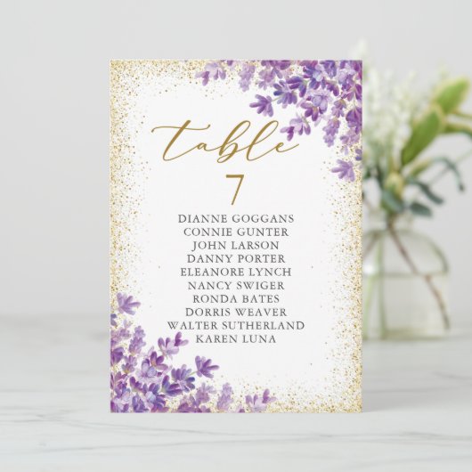 Tableau des numéros de table de la lavande violet  (Debout devant)